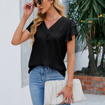 V-Neck Flounce Sleeve Blouse