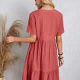 Curvy Line- V Neck Short Sleeve Dress