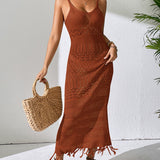 Openwork Scoop Neck Cover-Up Dress