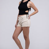 Acid Washed Frayed Cutoff Hem Shorts