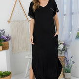 PLUS SOLID RHINESTONE MAXI DRESS