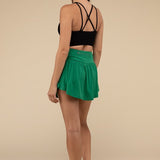 Wide Band Tennis Skirt with Zippered Back Pocket