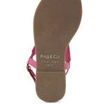 Pink, black and beige flat sandals with Aztec-style hand-beaded T-strap uppers, adjustable ankle buckle and cushioned footbed, boho summer women’s footwear.