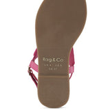 Pink, black and beige flat sandals with Aztec-style hand-beaded T-strap uppers, adjustable ankle buckle and cushioned footbed, boho summer women’s footwear.
