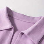 Short Sleeve Zipper Collared Elastic High Waist Romper in pink