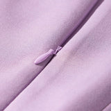 Short Sleeve Zipper Collared Elastic High Waist Romper in pink up close of the zipper