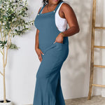 Double Take Full Size Wide Strap Overall with Pockets in Blue