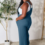 Double Take Full Size Wide Strap Overall with Pockets in Blue