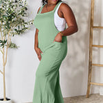 Double Take Full Size Wide Strap Overall with Pockets in Green