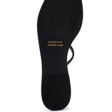 Women's handcrafted black crisscross flat sandals with minimalist strappy design by Rag & Co – stylish slip-on summer footwear.