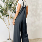 Double Take Full Size Wide Strap Overall with Pockets Backside in Dark  Grey