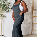 Double Take Full Size Wide Strap Overall with Pockets in Dark Grey