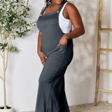 Double Take Full Size Wide Strap Overall with Pockets in Dark Grey
