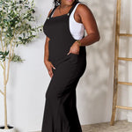 Double Take Full Size Wide Strap Overall with Pockets in Black