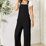 Double Take Wide Strap Overall with Pockets