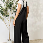 Double Take Wide Strap Overall with Pocket Backside in Black