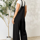 Double Take Wide Strap Overall with Pocket Backside in Black