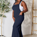 Double Take Full Size Wide Strap Overall with Pockets in Navy Blue