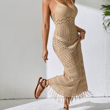 Openwork Scoop Neck Cover-Up Dress