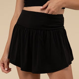 Wide Band Tennis Skirt with Zippered Back Pocket