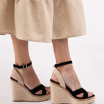 Criss Cross Ankle Strap Espadrille Platform Wedge Sandals