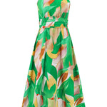 Ruched Printed Halter Neck Sleeveless Dress