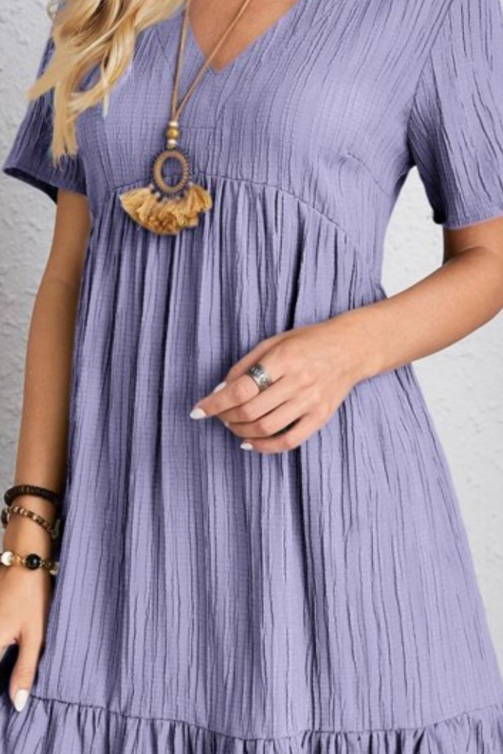 Curvy Line- V Neck Short Sleeve Dress