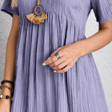 Curvy Line- V Neck Short Sleeve Dress