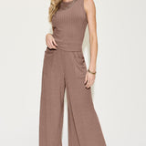 Basic Bae Full Size Ribbed Tank and Wide Leg Pants Set