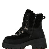 Wellerman Faux Fur Detail Chunky Hiker Boots