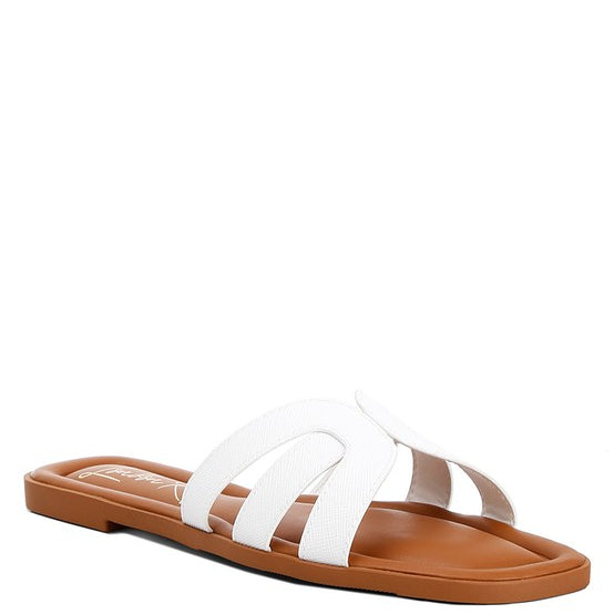 Aura Faux Leather Flat Sandals