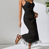 Openwork Scoop Neck Cover-Up Dress