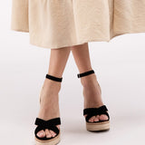 Criss Cross Ankle Strap Espadrille Platform Wedge Sandals