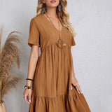 Curvy Line- V Neck Short Sleeve Dress