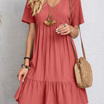 Curvy Line- V Neck Short Sleeve Dress