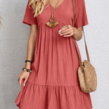 Curvy Line- V Neck Short Sleeve Dress