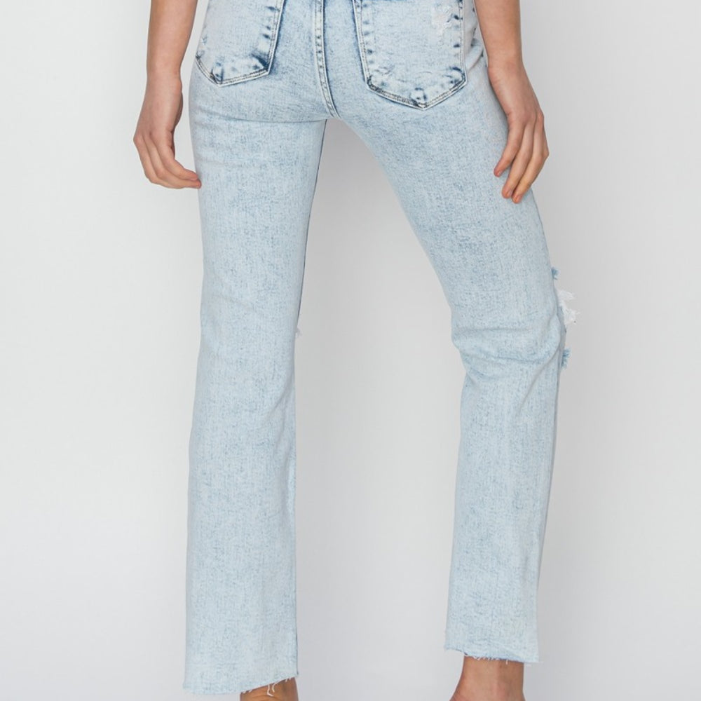 High Rise Distressed Ankle Jeans
