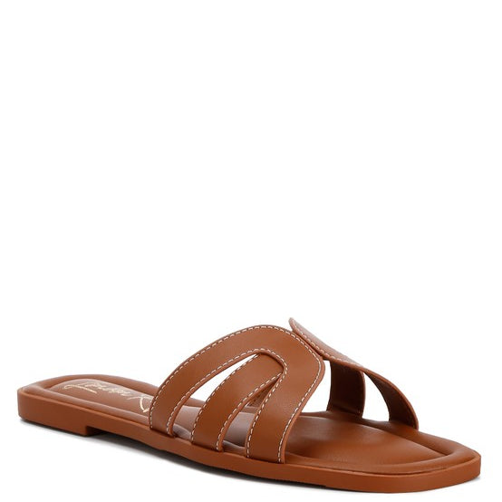 Aura Faux Leather Flat Sandals