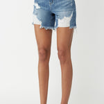 High Waisted Distressed Denim Shorts