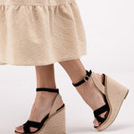 Criss Cross Ankle Strap Espadrille Platform Wedge Sandals