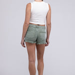 Acid Washed Frayed Cutoff Hem Shorts