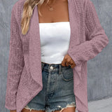 Eyelet Roll-Tab Sleeve Cardigan