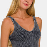 Ribbed V-Neck Crop Top