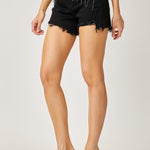 Frayed Hem Denim Shorts with Fringe Detail Pockets