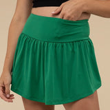 Wide Band Tennis Skirt with Zippered Back Pocket