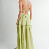 Cutout Waist Backless Maxi Dress