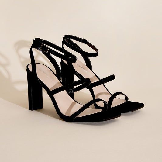 Square Toe Ankle Strap Heels