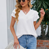 V-Neck Flounce Sleeve Blouse