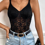 Tied Lace Open Back Sleeveless Bodysuit