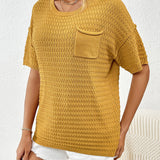 Yellow Short Sleeve Knit Top